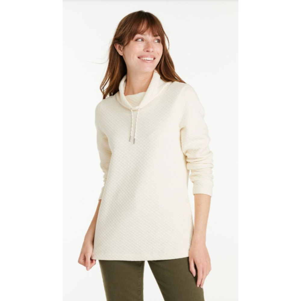 L.L. Bean SoftLight Quilted Funnelneck Pullover